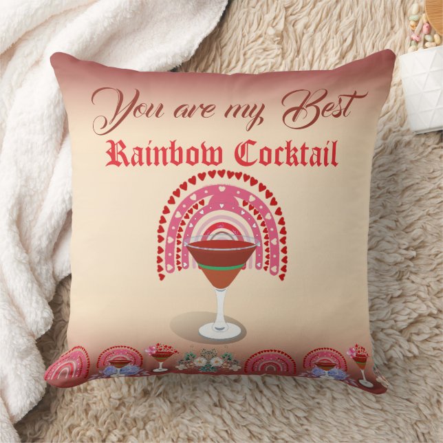 Romantic Rainbow Paradise Cocktail Valentine Heart Kudde (Filt)