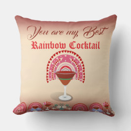 Romantic Rainbow Paradise Cocktail Valentine Heart Kudde