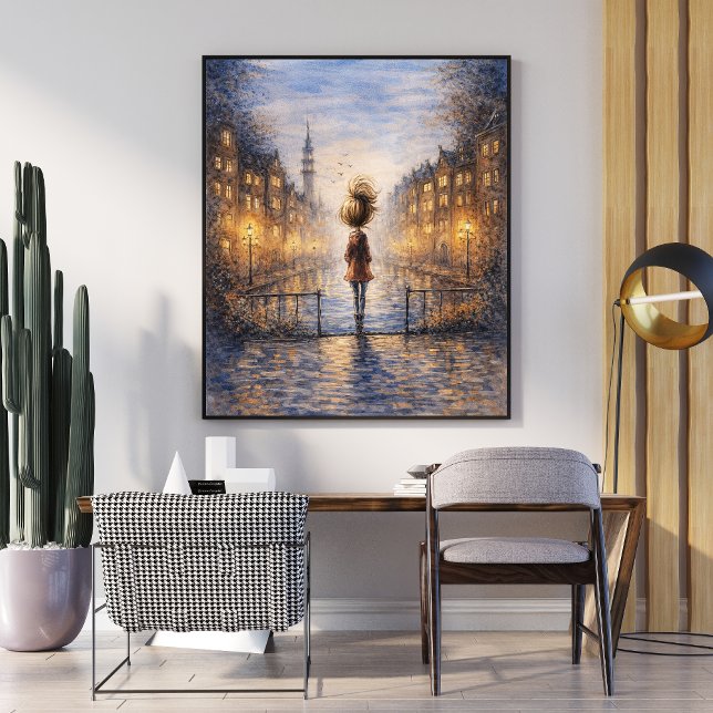 Romantic Rainy City Watercolor Poster (Skapare uppladdad)