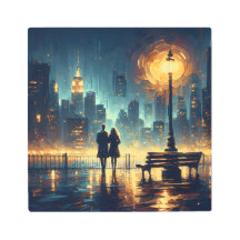 Romantic Rainy Twilight i Vibrant Urban Dreamscap