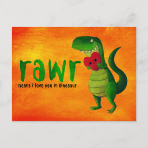 Romantic RAWR T-rex Dinosaur Vykort