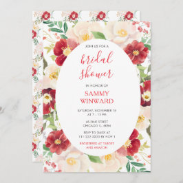 Romantic Red and Cream Flowers Möhippa Inbjudningar