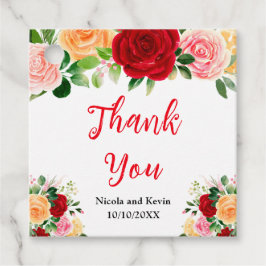 Romantic Red and Orange Roses Gåvor Etiketter