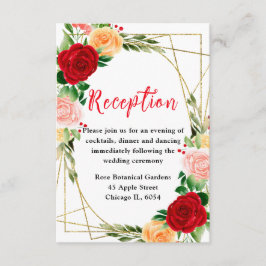 Romantic Red and Orange Roses Tilläggskort