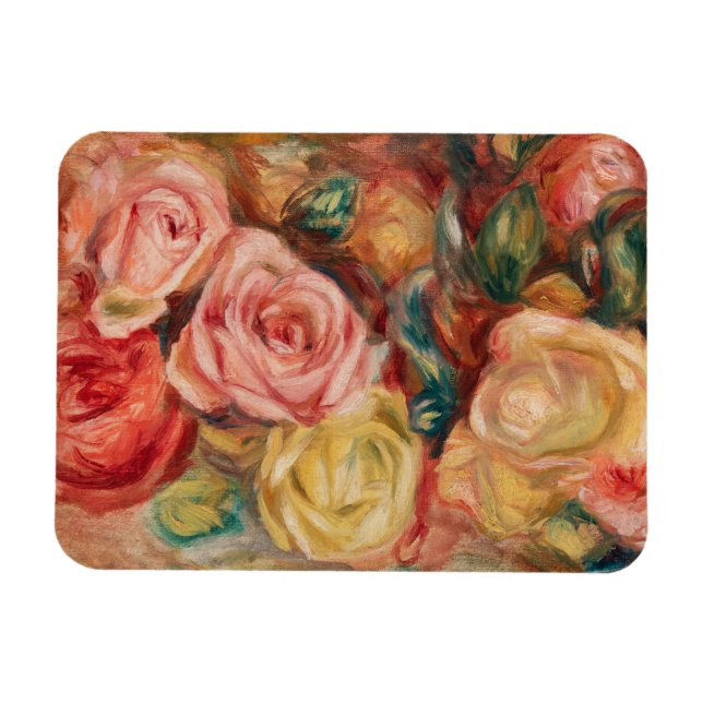 Romantic red and pink roses Pierre Auguste Renoir Magnet (Horisontell)