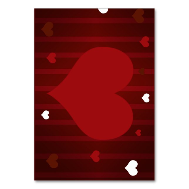 Romantic Red and White Kärlek Me Heart Valentine Bordsnummer (Framsidan)