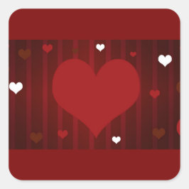 Romantic Red and White Kärlek Me Heart Valentine Fyrkantigt Klistermärke