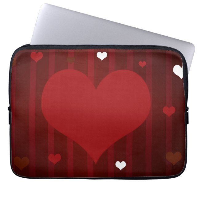 Romantic Red and White Kärlek Me Heart Valentine Laptop Fodral (Framsidan)
