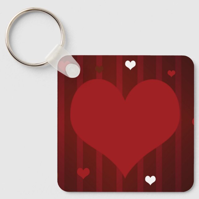 Romantic Red and White Kärlek Me Heart Valentine Nyckelring (Framsida)