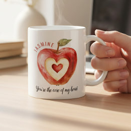 Romantic Red Apple Heart Valentine's Day Kaffemugg