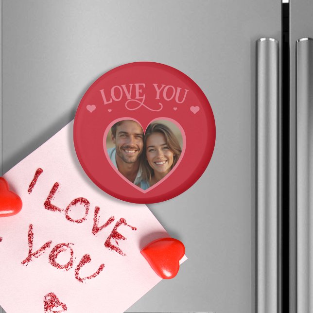 Romantic Red Background med Anpassningsbar Photo Magnet (Romantic Red Background with Custom Photo Magnet)