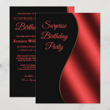 Romantic Red & Black Wave Surprise Birthday
