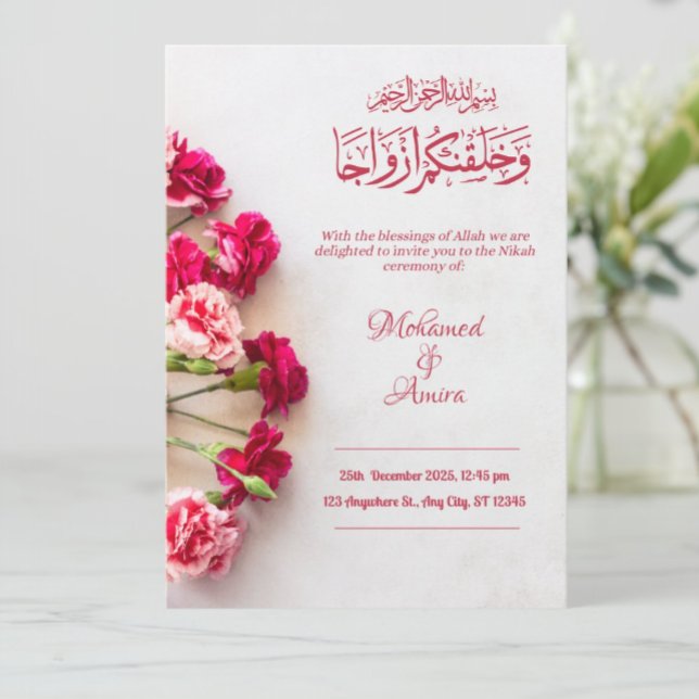 Romantic Red Blommigt Bröllop-kort Kort (Skapare uppladdad)