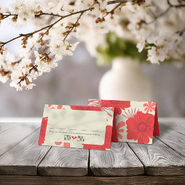 Romantic Red Blommigt Bröllop Placeringskort