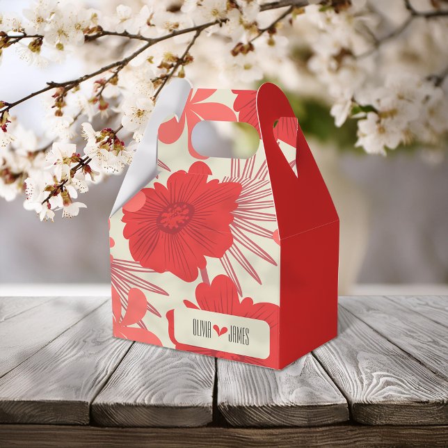 Romantic Red Blommigt Bröllop Presentaskar (Skapare uppladdad)