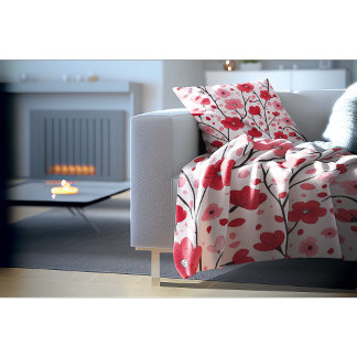 Romantic Red Blommigt Filt