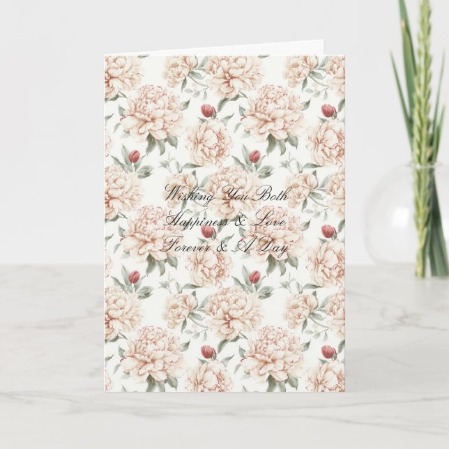 Romantic Red Cream Floral Wedding Kort (Framsida)