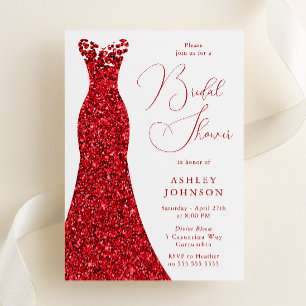 Romantic Red Dress Möhippa Inbjudningar