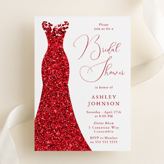 Romantic Red Dress Möhippa Inbjudningar (Skapare uppladdad)