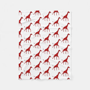 Romantic Red Giraffe Tiled Mönster Fleecefilt