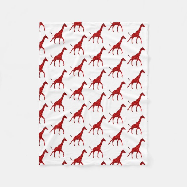 Romantic Red Giraffe Tiled Mönster Fleecefilt (Framsidan)