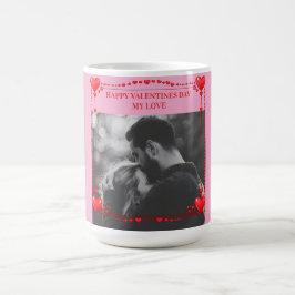Romantic Red Heart Frame Custom Photo Valentine  Kaffemugg
