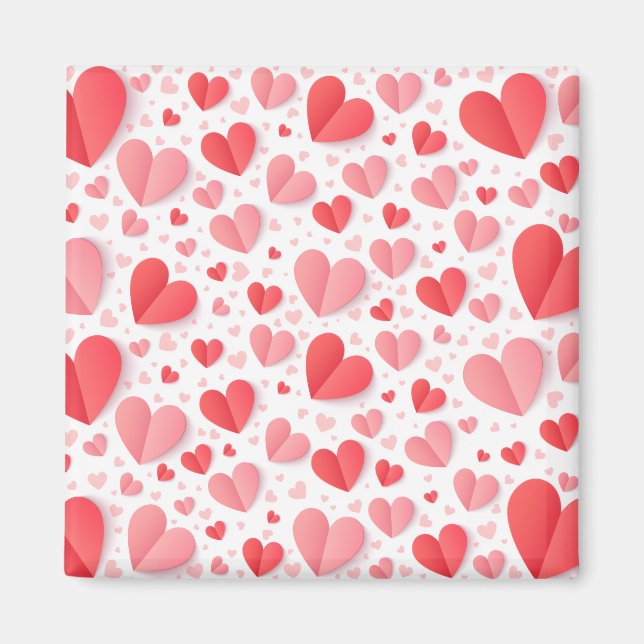 Romantic Red Heart Happy Valentine’s Day Love Gift Magnet (Framsidan)