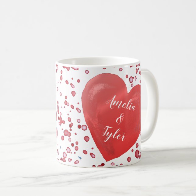 Romantic Red Heart med Namn Kaffemugg (Framsida höger)