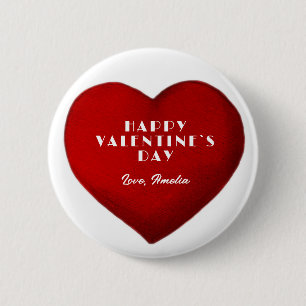 Romantic Red Heart Namn Lycklig Valentine's Day Knapp
