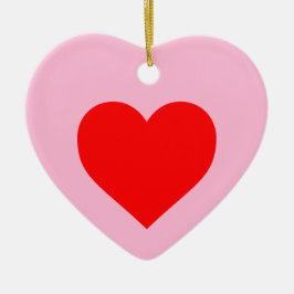 Romantic Red Heart Pastel Rosa Julgransprydnad Keramik