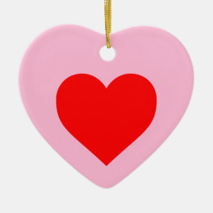 Romantic Red Heart Pastel Rosa Julgransprydnad Keramik