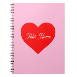 Romantic Red Heart Pastel Rosa Personlig Anteckningsbok