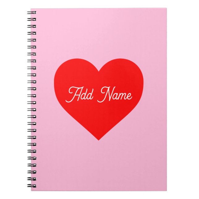 Romantic Red Heart Pastel Rosa Personlig Anteckningsbok (Framsidan)