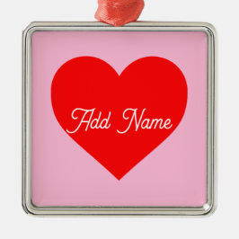 Romantic Red Heart Pastel Rosa Personlig Julgransprydnad Metall