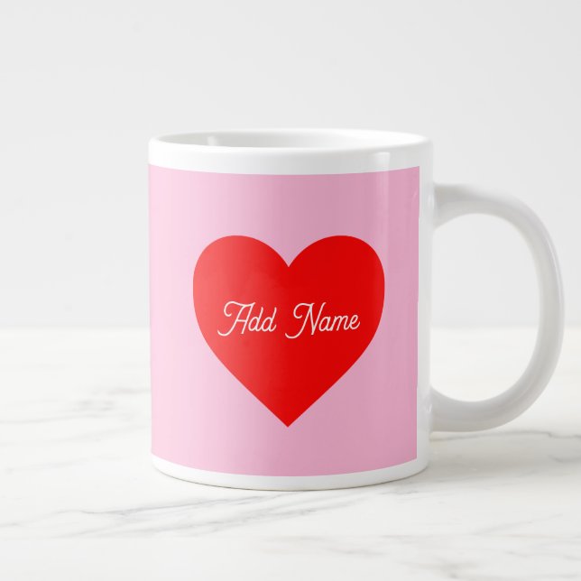 Romantic Red Heart Pastel Rosa Personlig Jumbo Mugg (Höger)
