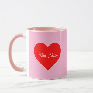 Romantic Red Heart Pastel Rosa Personlig Mugg