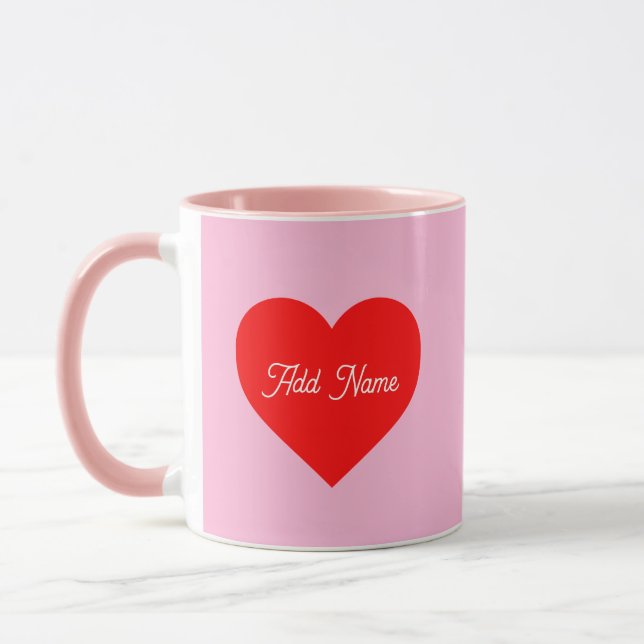 Romantic Red Heart Pastel Rosa Personlig Mugg (Vänster)