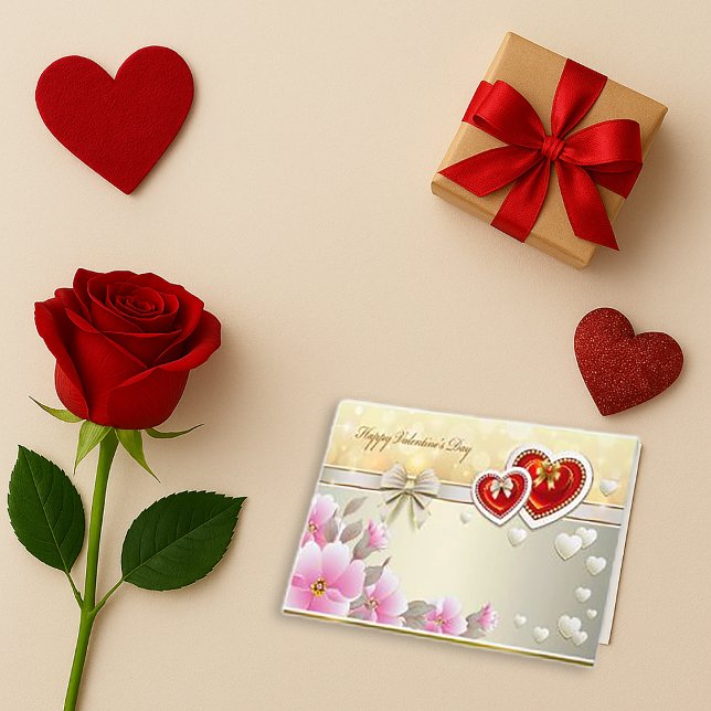 Romantic Red Heart Valentine Greeting Card Tack Kort (Skapare uppladdad)