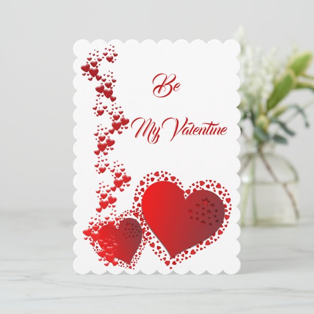 Romantic Red Hearts Anpassningsbar Quote be my Val Julkort (Stående Fram)