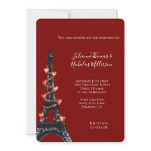 Romantic Red Hearts Eiffel Torn Bröllop