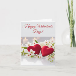Romantic Red Hearts & Flowers Valentine’s Card Helgkort