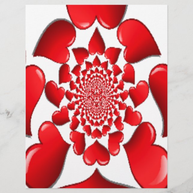 Romantic Red Hearts Mönster Art Skriv ut (Framsida)