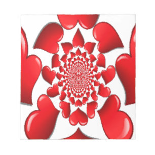 Romantic Red Hearts Mönster Art Skriv ut Anteckningsblock