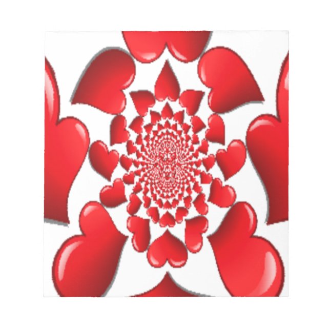 Romantic Red Hearts Mönster Art Skriv ut Anteckningsblock (Framsida)
