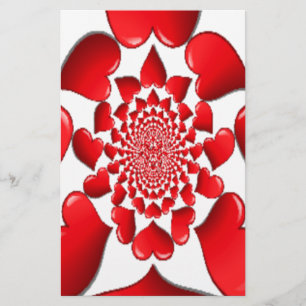 Romantic Red Hearts Mönster Art Skriv ut Brevpapper