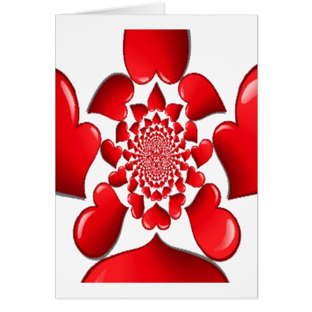 Romantic Red Hearts Mönster Art Skriv ut Hälsningskort (Framsidan)
