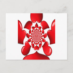 Romantic Red Hearts Mönster Art Skriv ut Helg Vykort