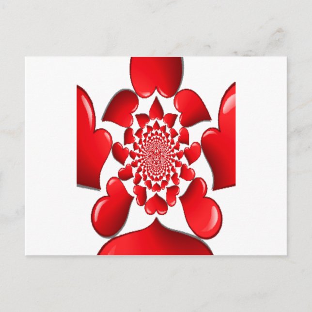 Romantic Red Hearts Mönster Art Skriv ut Helg Vykort (Framsida)