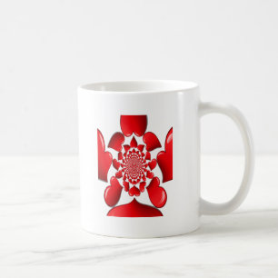 Romantic Red Hearts Mönster Art Skriv ut Kaffemugg