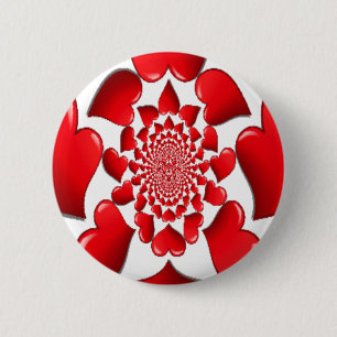 Romantic Red Hearts Mönster Art Skriv ut Knapp